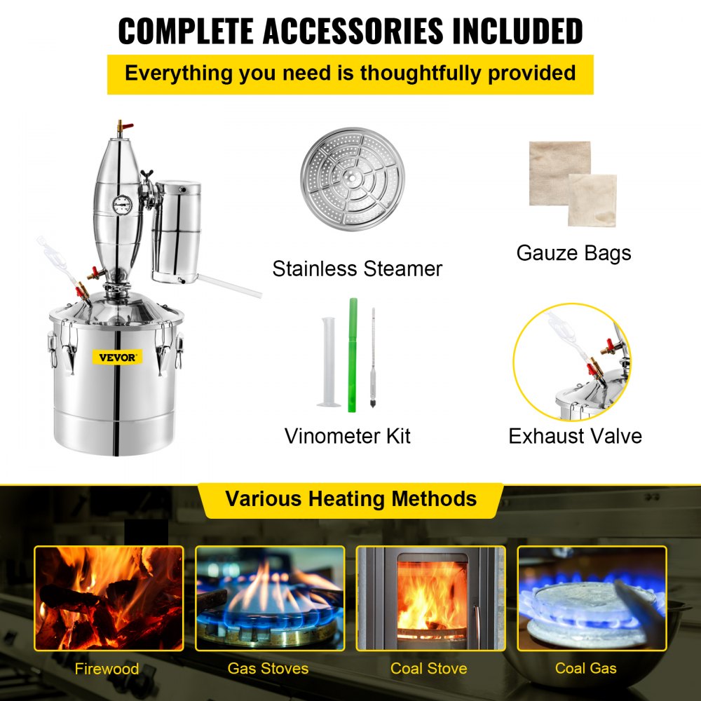 010585079496 - 70L Stainless Steel Alcohol Distiller for Home Brewing