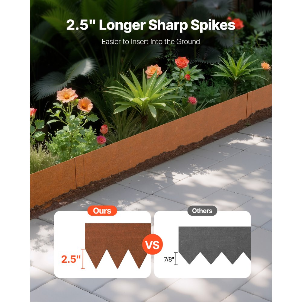 B40X6in-6 - Steel Garden Edging, 40x6in, Weather-Resistant & Flexible Design