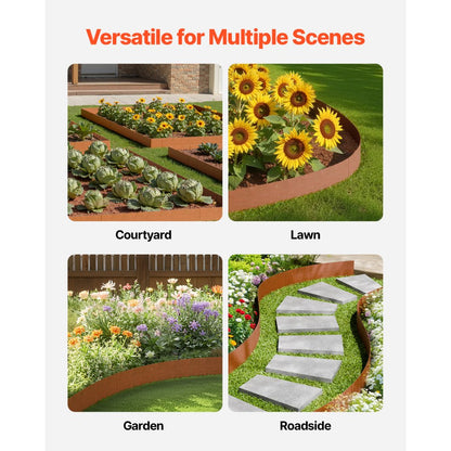B40X6in-6 - Steel Garden Edging, 40x6in, Weather-Resistant & Flexible Design