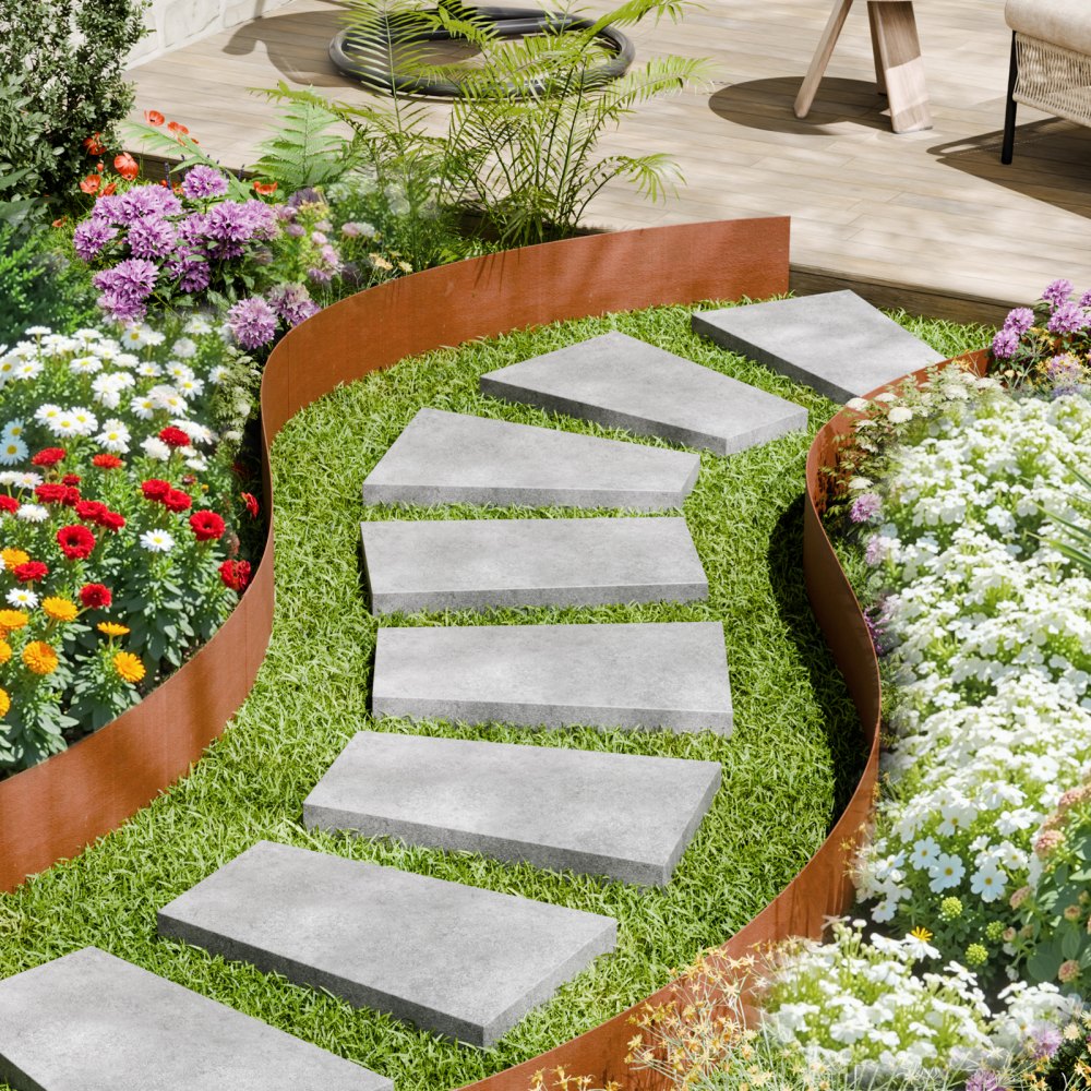B40X6in-6 - Steel Garden Edging, 40x6in, Weather-Resistant & Flexible Design