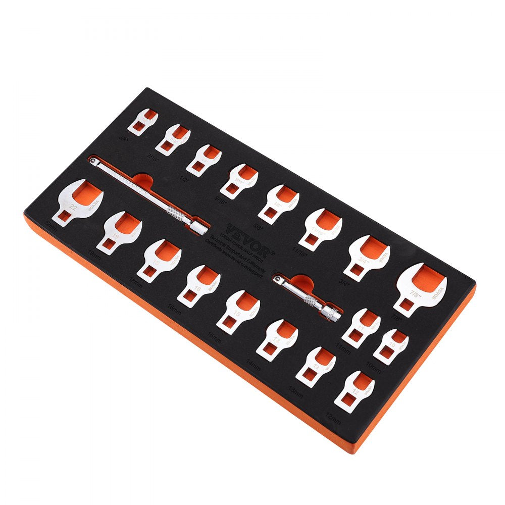 XMNJ0020 - 20-Piece Crowfoot Wrench Set with 2 Extension Bars