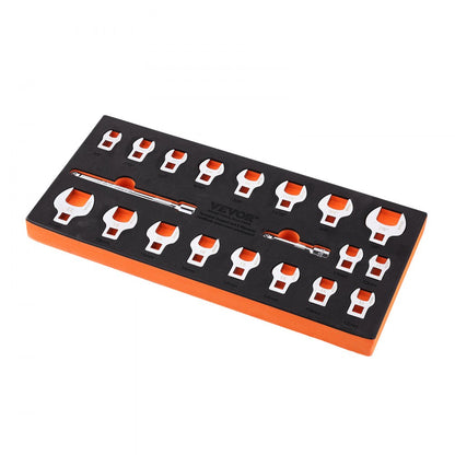 XMNJ0020 - 20-Piece Crowfoot Wrench Set with 2 Extension Bars