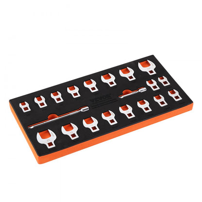 XMNJ0020 - 20-Piece Crowfoot Wrench Set with 2 Extension Bars