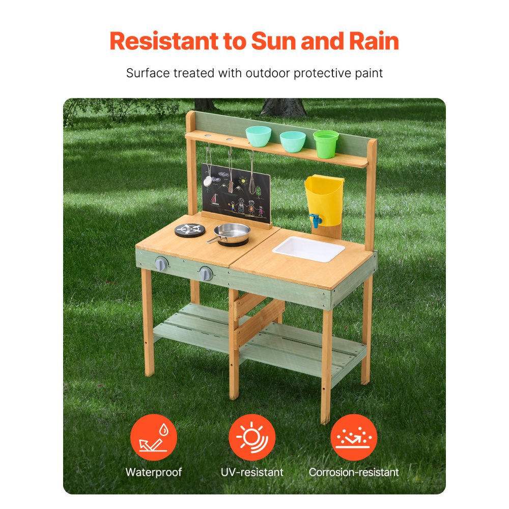 AC8281 - Weatherproof Wooden Outdoor Mud Kitchen Set for Kids Playtime