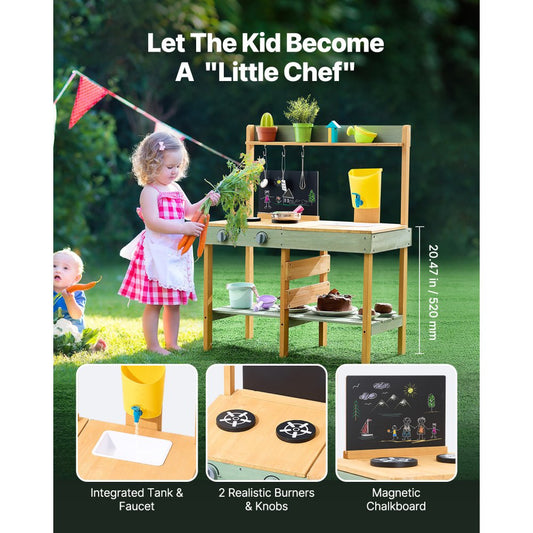 AC8281 - Weatherproof Wooden Outdoor Mud Kitchen Set for Kids Playtime