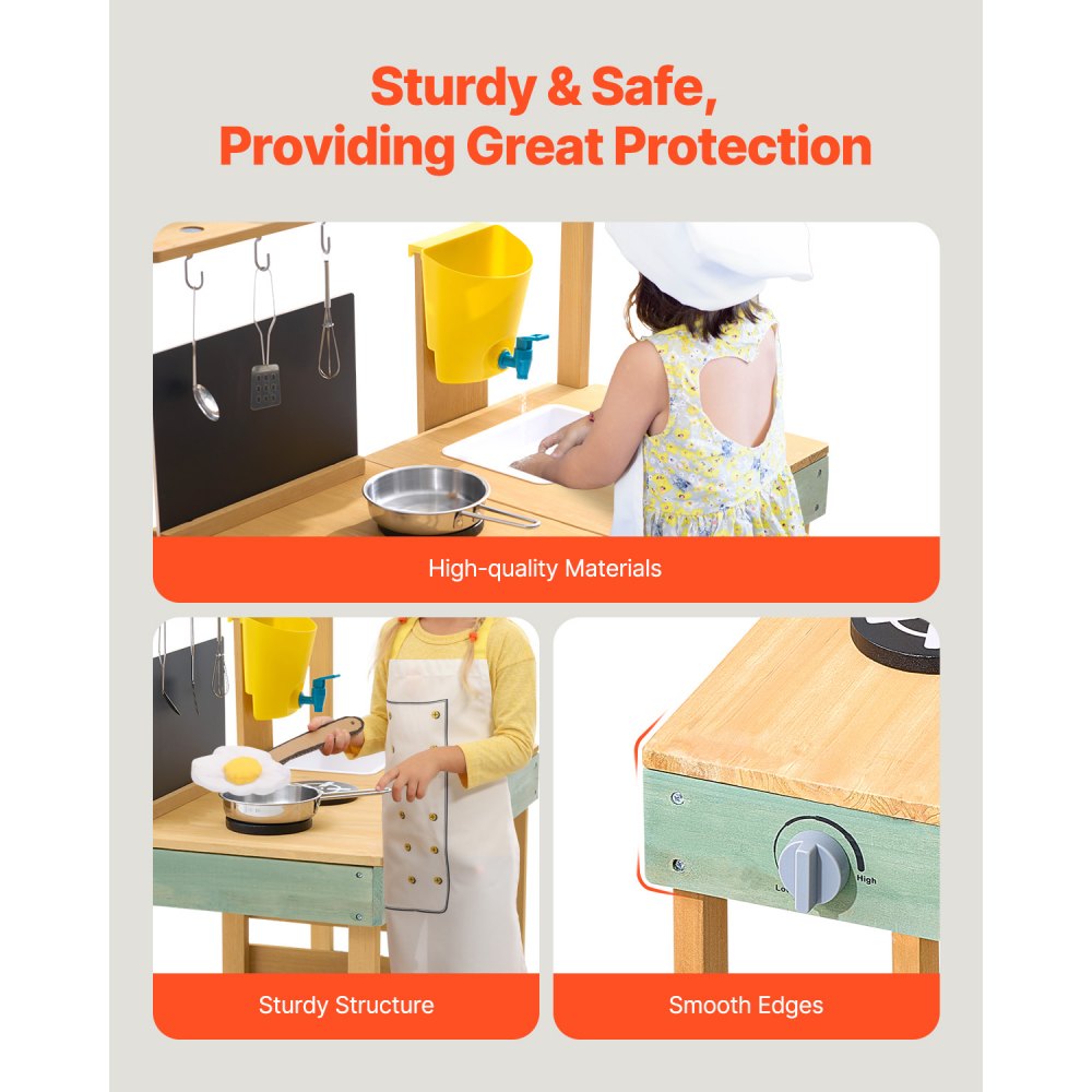 AC8281 - Weatherproof Wooden Outdoor Mud Kitchen Set for Kids Playtime