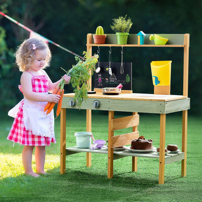 AC8281 - Weatherproof Wooden Outdoor Mud Kitchen Set for Kids Playtime