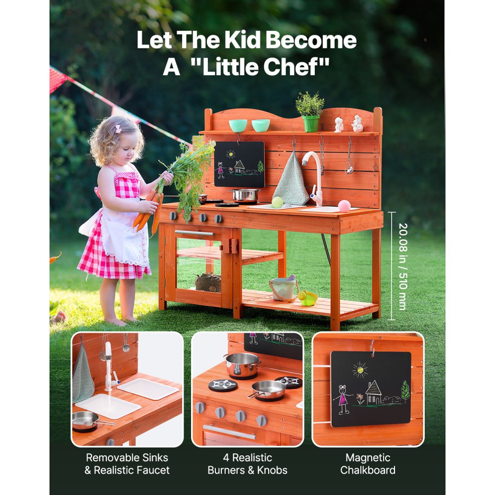 AC8282 - Waterproof Outdoor Mud Kitchen Set for Kids with 13 Accessories