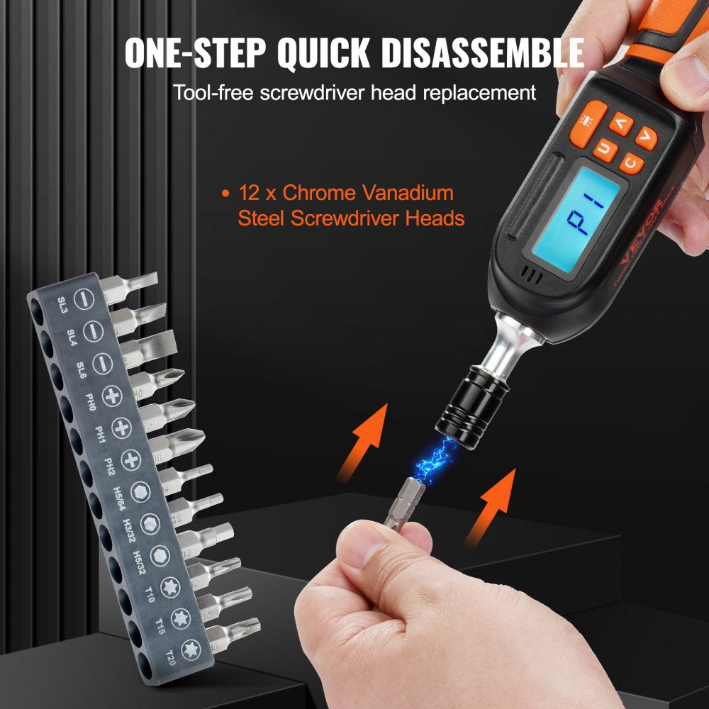 DSM1-100008B - VEVOR Digital Torque Screwdriver, 2.65-70.67 in-lbs Range