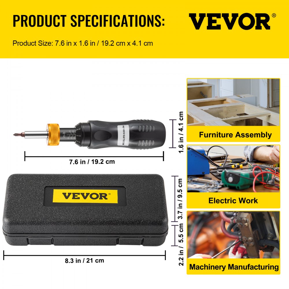 RTD-10-50in.lbA - Adjustable Torque Screwdriver 10-50 in-lbs with Bits