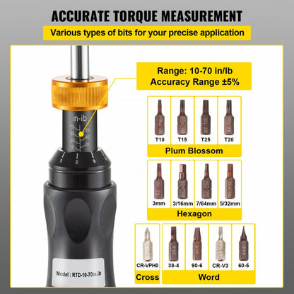 RTD-10-70in.lb - Adjustable Torque Screwdriver 10-70 in-lbs, 1/4" Drive