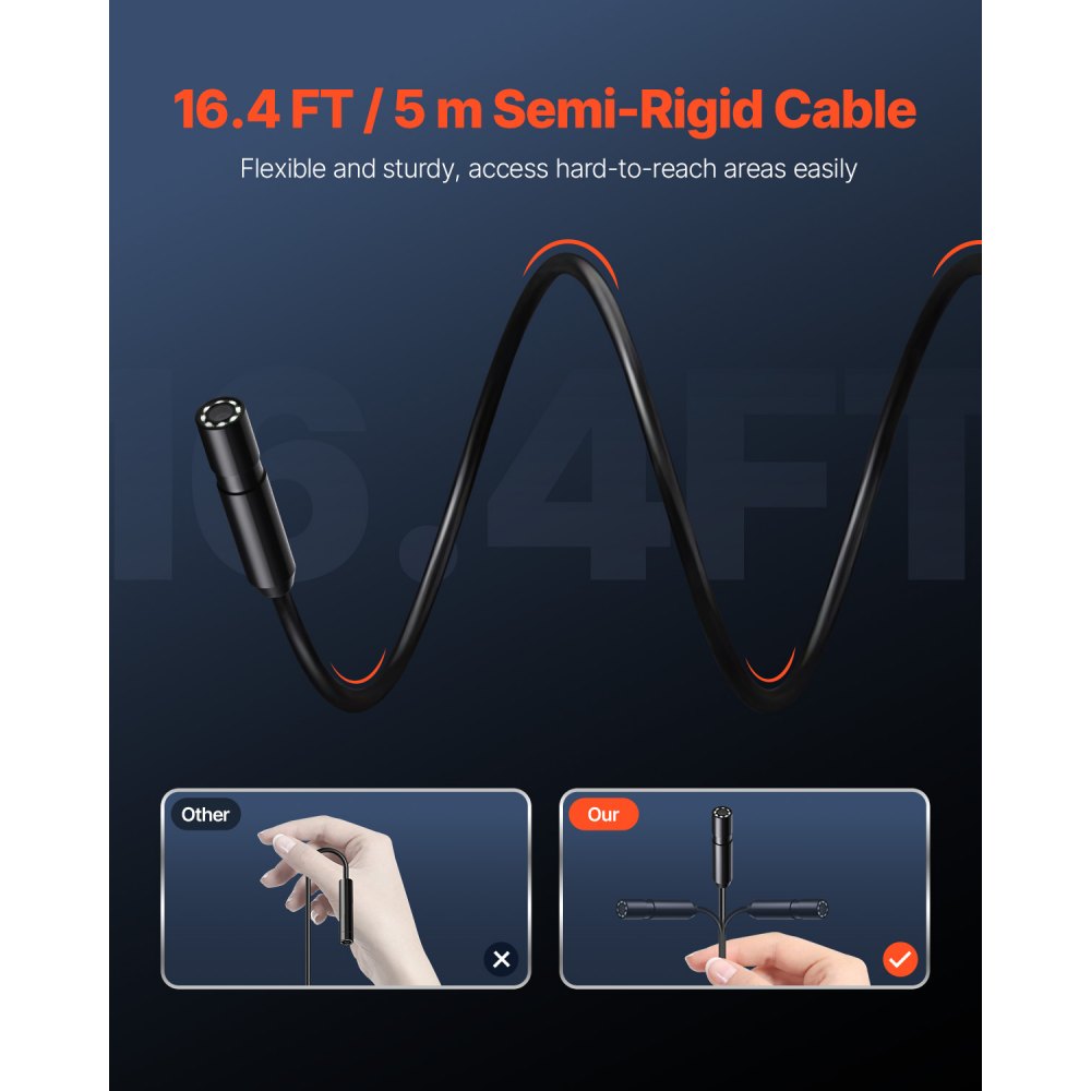 SM7 - 16.4FT HD Endoscope Camera with Adjustable Brightness for Inspections