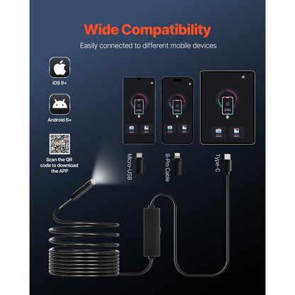 SM7 - 16.4FT HD Endoscope Camera with Adjustable Brightness for Inspections