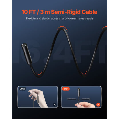 SM7 - VEVOR 10FT HD Endoscope Camera with Adjustable Brightness & Adapters