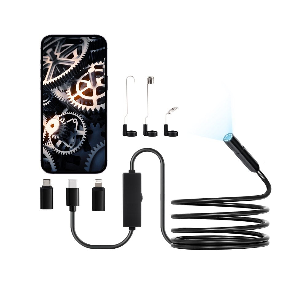 SM7 - VEVOR 10FT HD Endoscope Camera with Adjustable Brightness & Adapters