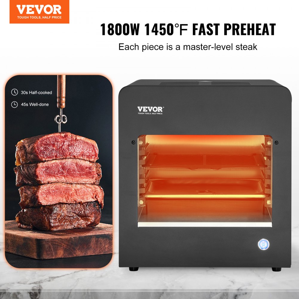 EF06XL-AS-2-18 - 1450°F Electric Steak Grill with 6-Tier Rack
