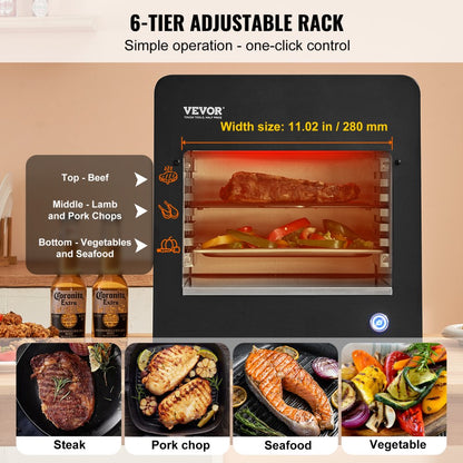 EF06XL-AS-2-18 - 1450°F Electric Steak Grill with 6-Tier Rack