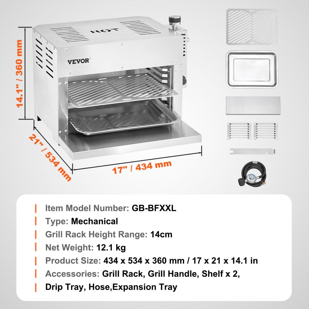 GB-BFXXL - 1500°F Stainless Steel Portable Gas Grill for Outdoor BBQ