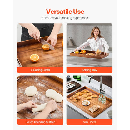 LPK1289-2 - 30"x22" Acacia Wood Noodle Board for Gas & Electric Stoves