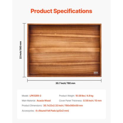 LPK1289-2 - 30"x22" Acacia Wood Noodle Board for Gas & Electric Stoves