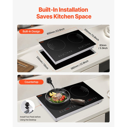 LI2H-98 - 24" Induction Cooktop with Dual Burners and Touch Control