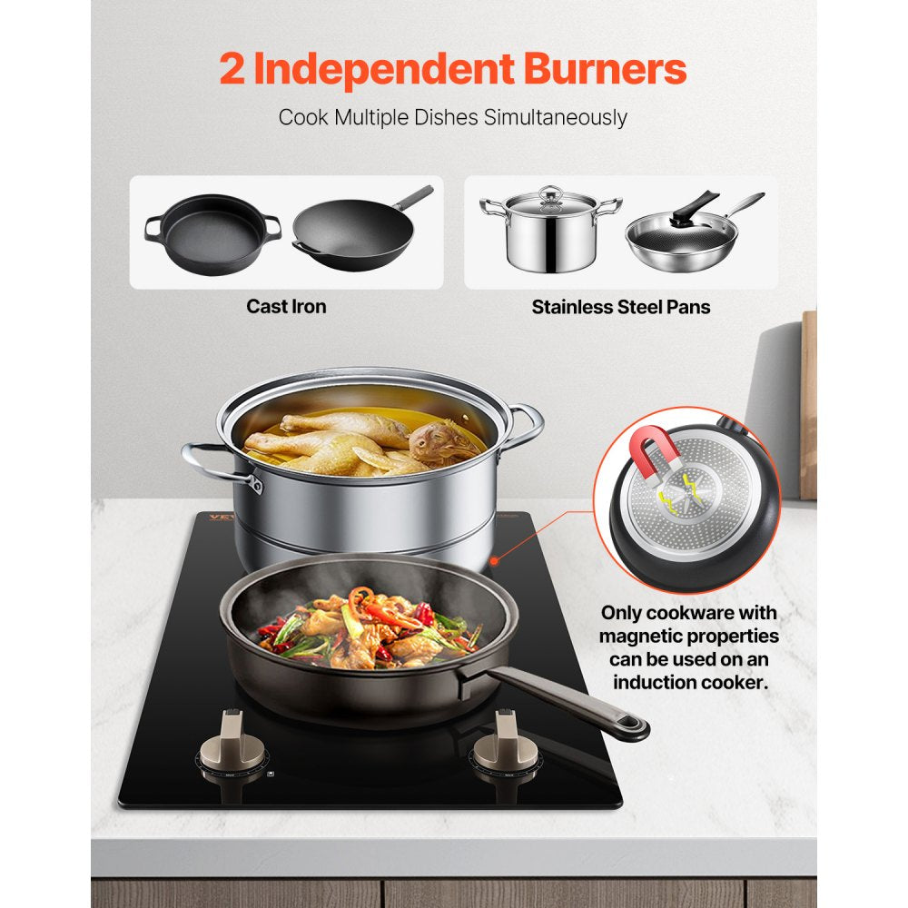SK-35IHA12CK03 - 12" Built-In Induction Cooktop with Dual Knobs and Safety Features