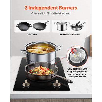 SK-35IHA12CK03 - 12" Built-In Induction Cooktop with Dual Knobs and Safety Features