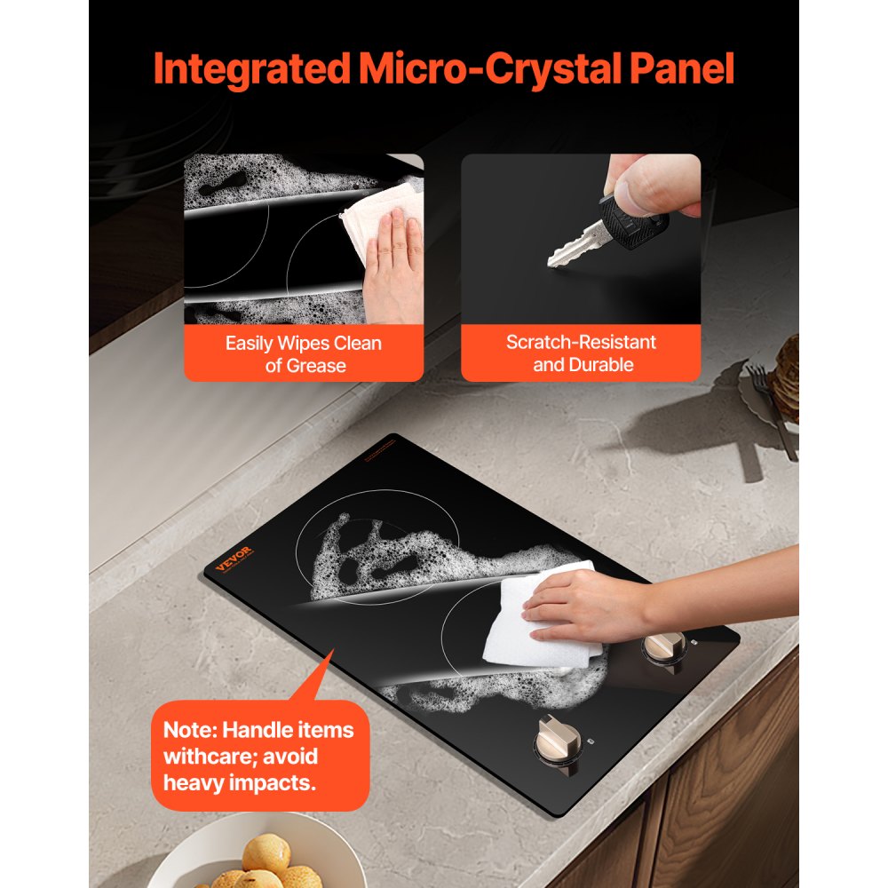 SK-35IHA12CK03 - 12" Built-In Induction Cooktop with Dual Knobs and Safety Features