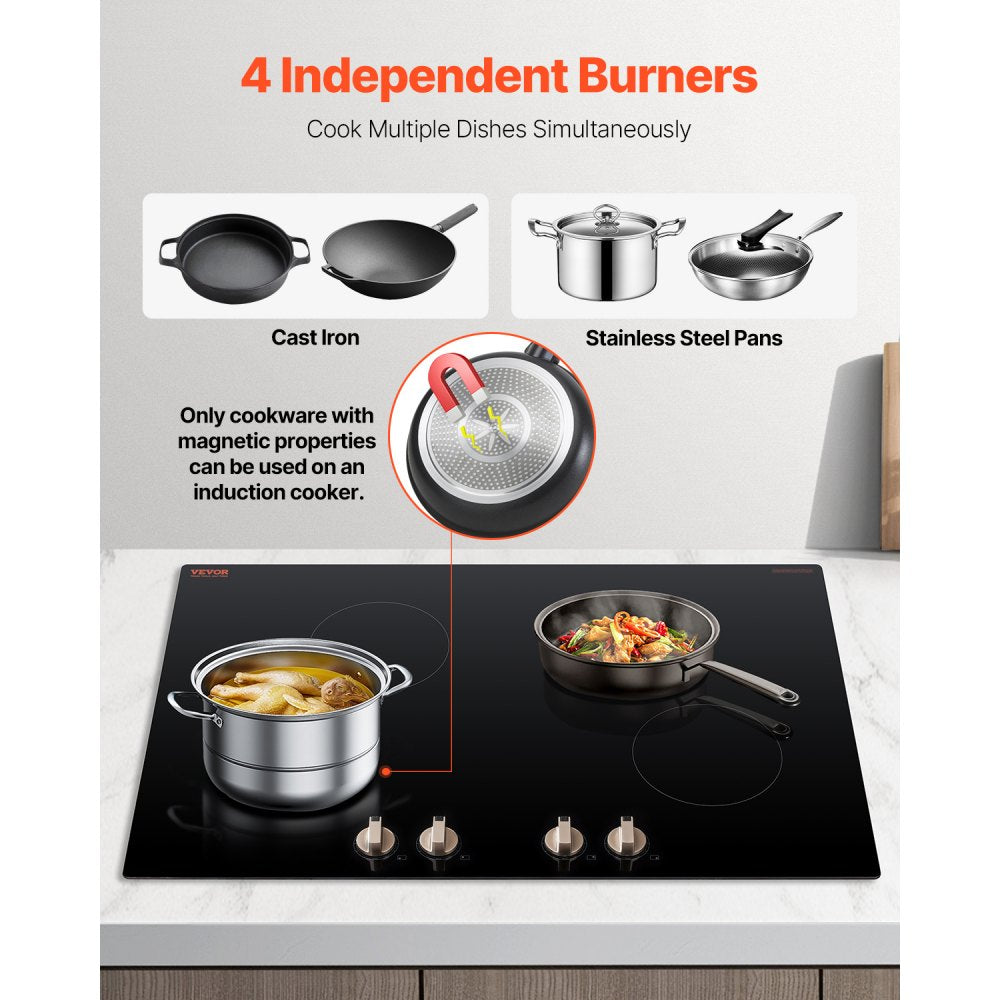 SK-66IHA30CK04 - 30-Inch 4-Burner Induction Cooktop with Knob Controls