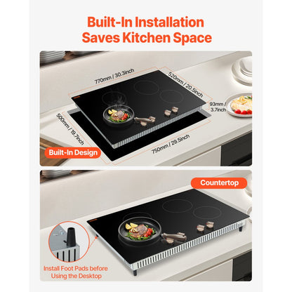 SK-66IHA30CK04 - 30-Inch 4-Burner Induction Cooktop with Knob Controls