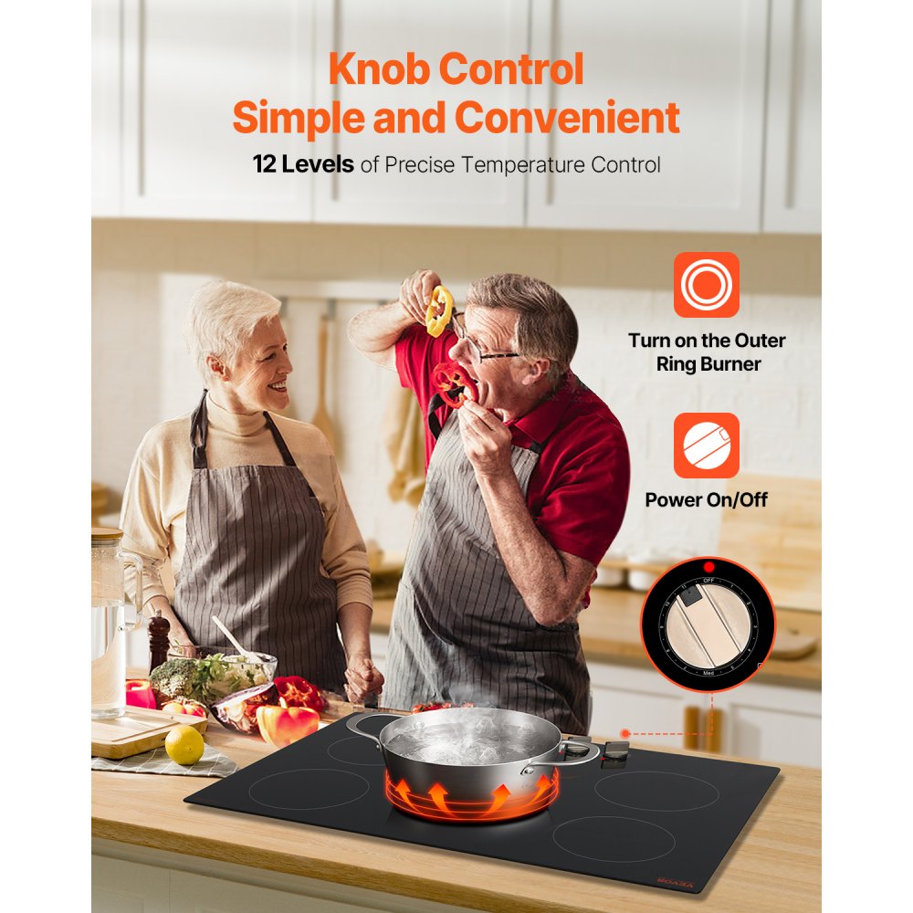 SK-92IHA36CK04 - 36-inch Induction Cooktop with 5 Cooking Zones and Knob Controls