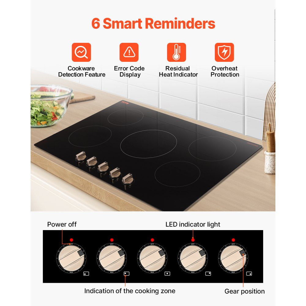 SK-92IHA36CK04 - 36-inch Induction Cooktop with 5 Cooking Zones and Knob Controls