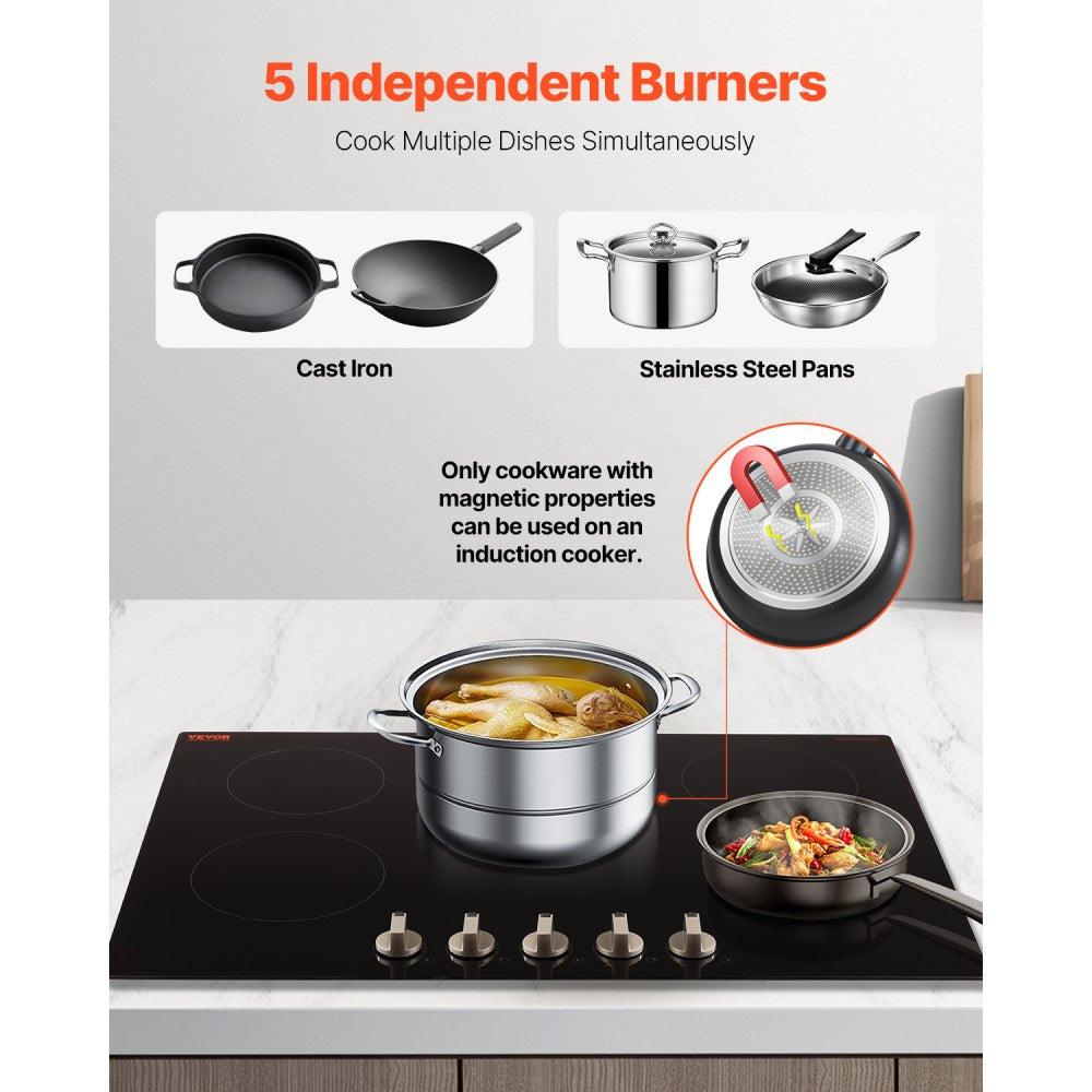 SK-92IHA30CK04 - 30-Inch 5 Burner Induction Cooktop with Easy Controls