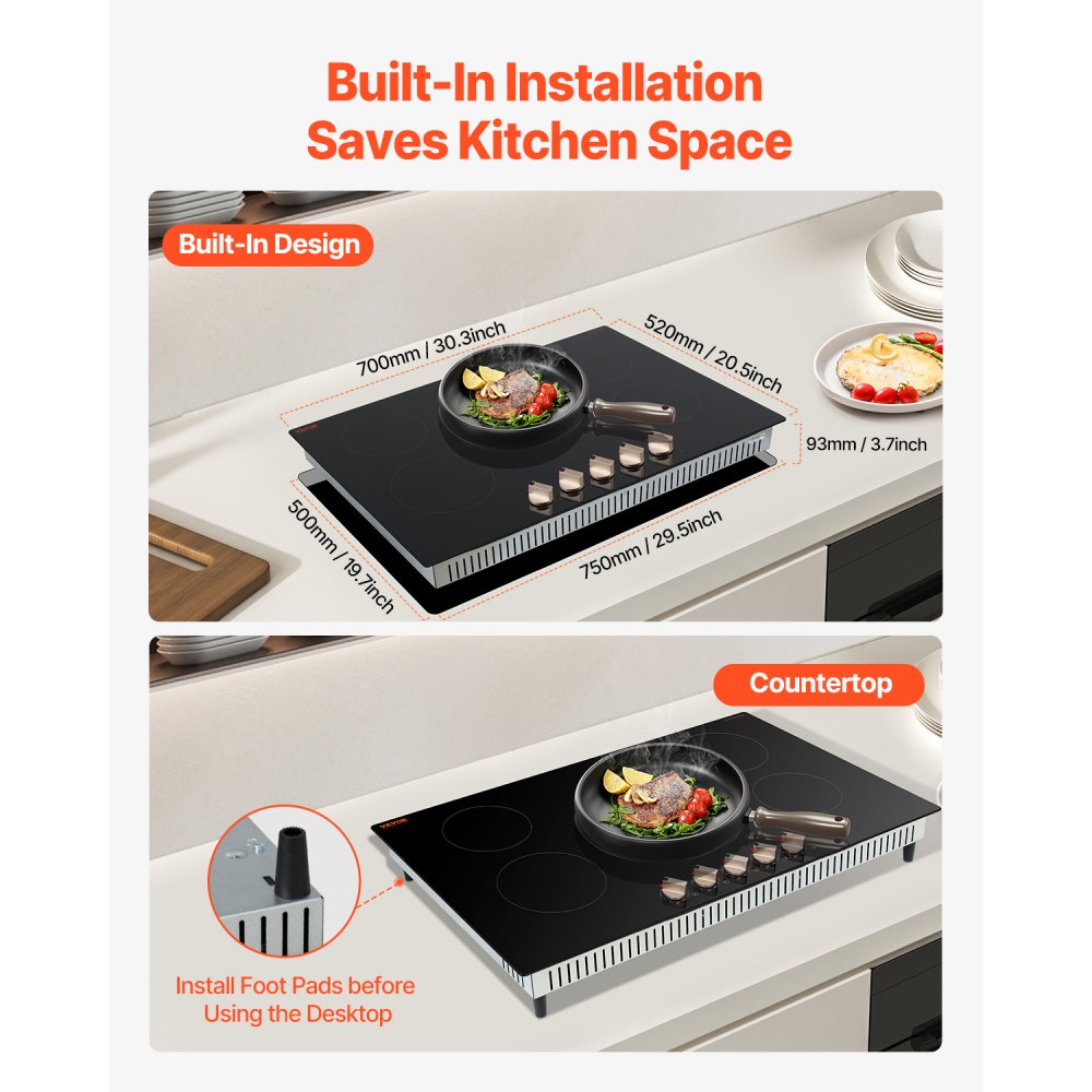 SK-92IHA30CK04 - 30-Inch 5 Burner Induction Cooktop with Easy Controls