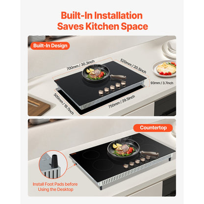 SK-92IHA30CK04 - 30-Inch 5 Burner Induction Cooktop with Easy Controls