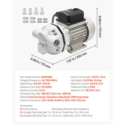 ACAD40A - 10.5 GPM Aluminum DEF Transfer Pump with High-Speed Motor