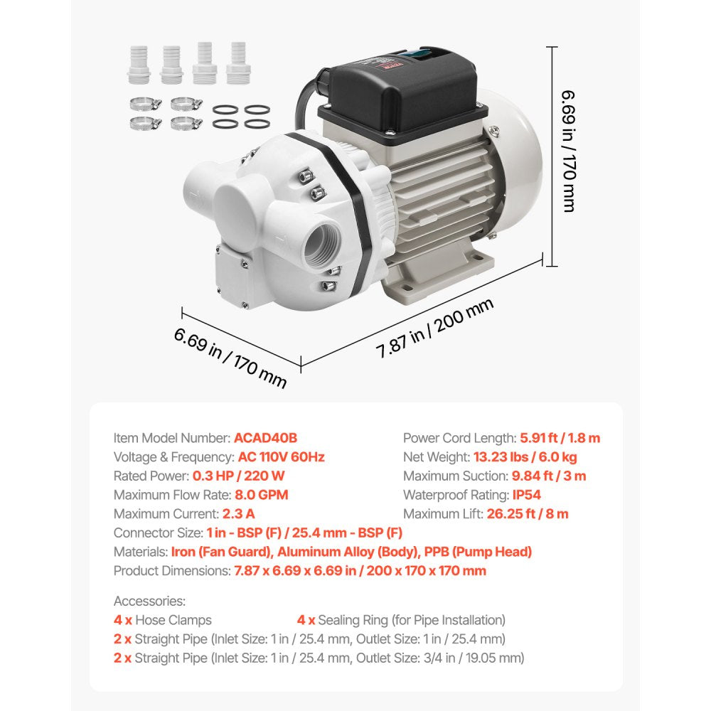 ACAD40B - 8 GPM DEF Transfer Pump with Aluminum Alloy Body