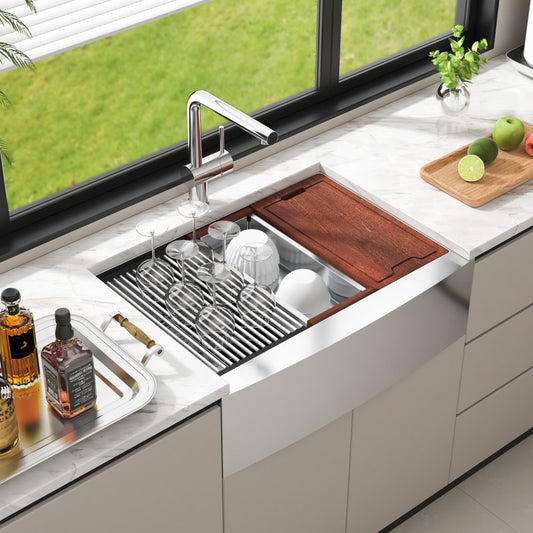 TXHW302209RS1 - 30x22x9" VEVOR Stainless Steel Farmhouse Sink with Accessories