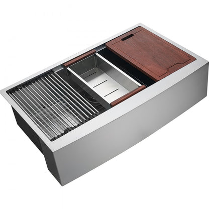 TXHW332209RS1 - 63" VEVOR Farmhouse Sink with Cutting Board & Drain Rack