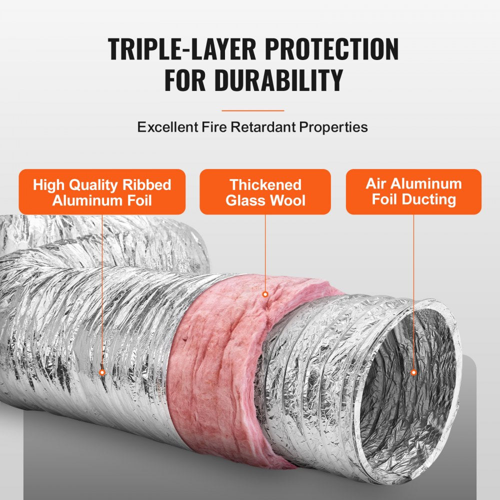 OW130 - 5'' x 25FT Aluminum Dryer Vent Hose with Insulation