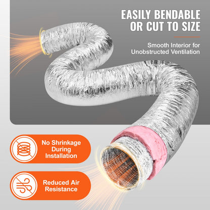 OW130 - 5'' x 25FT Aluminum Dryer Vent Hose with Insulation
