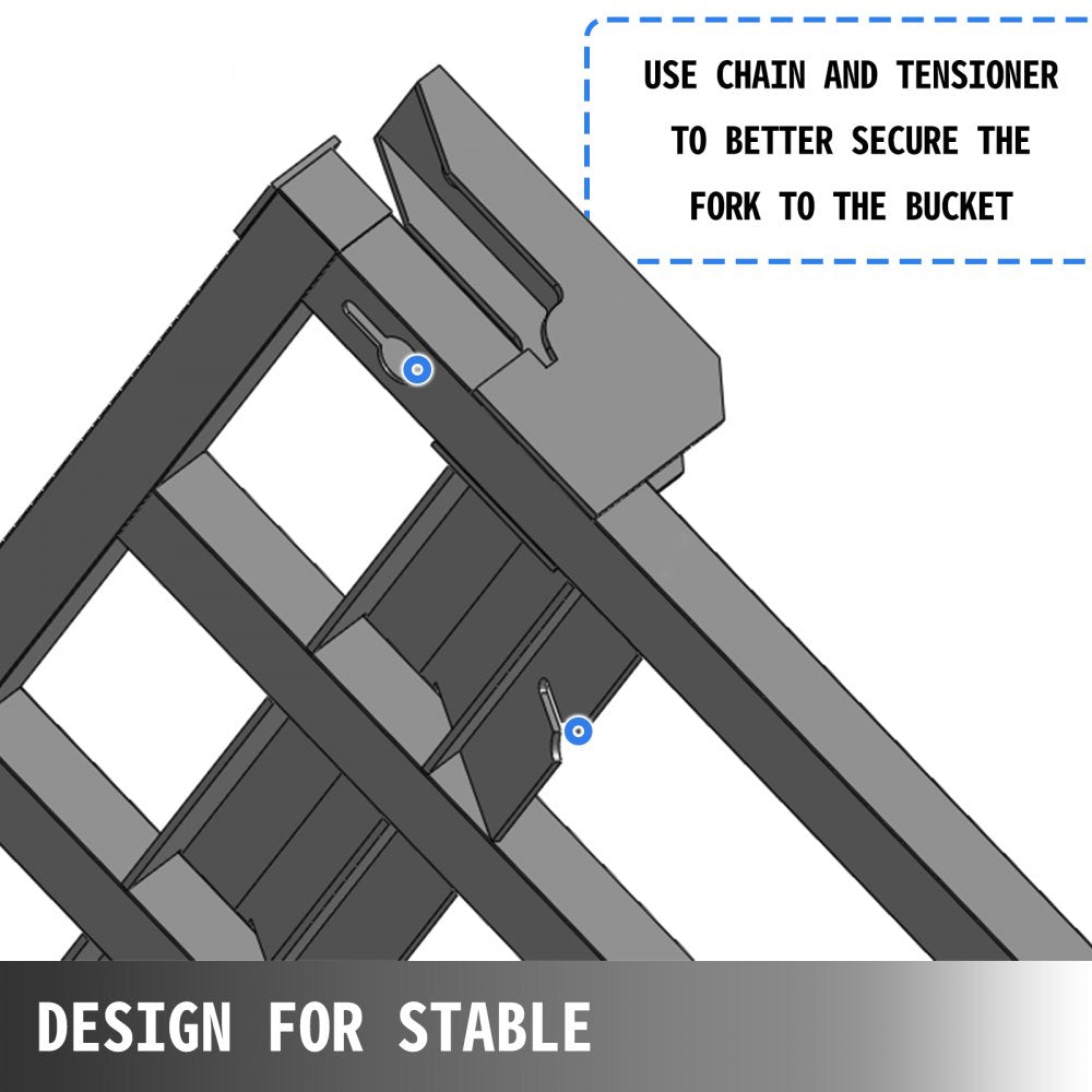 010944472191 - Heavy-Duty Clamp-On Forks for 48'' Bucket, 2500 lbs Capacity