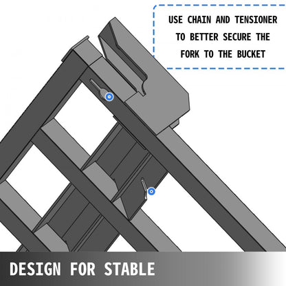 010944472191 - Heavy-Duty Clamp-On Forks for 48'' Bucket, 2500 lbs Capacity