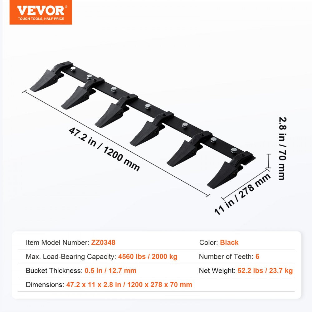 ZZ0348 - 48'' VEVOR Steel Tooth Bar for Heavy-Duty Digging