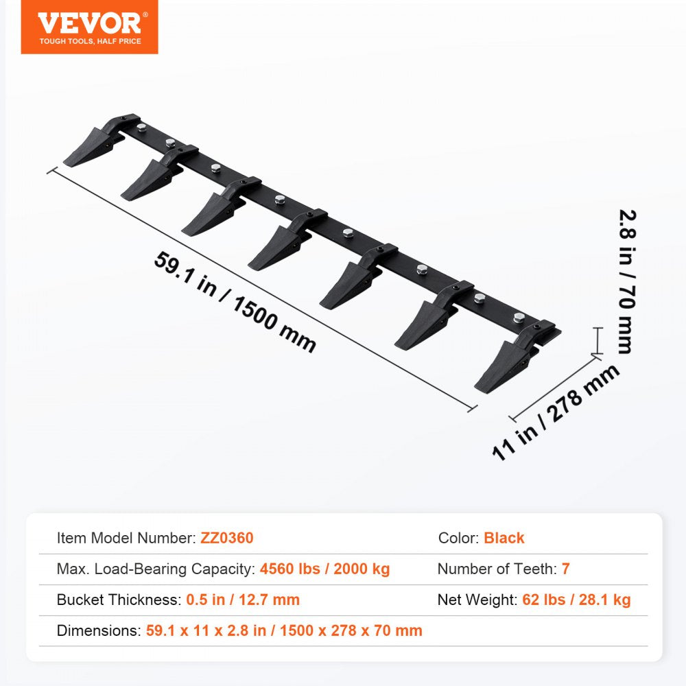 ZZ0360 - 60'' VEVOR Heavy-Duty Tooth Bar for Efficient Digging