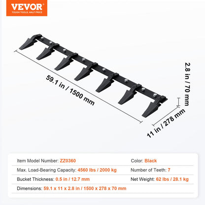 ZZ0360 - 60'' VEVOR Heavy-Duty Tooth Bar for Efficient Digging