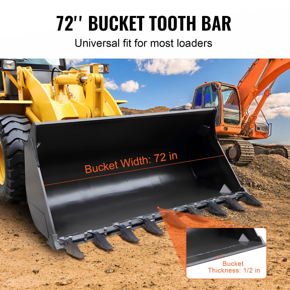 ZZ0372 - 72'' VEVOR Heavy-Duty Bucket Tooth Bar for Enhanced Digging Power