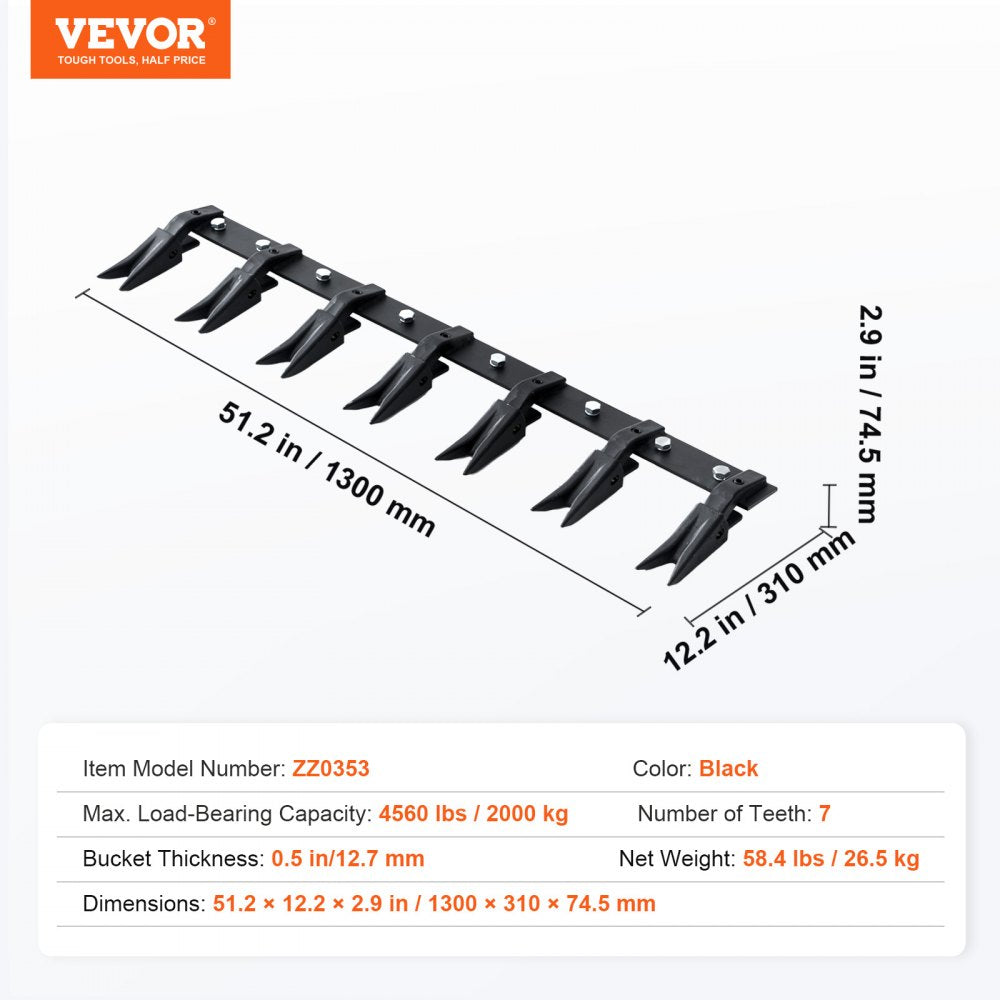 ZZ0353 - Durable 53'' Q345 Steel Tractor Bucket Tooth Bar for Heavy-Duty Use
