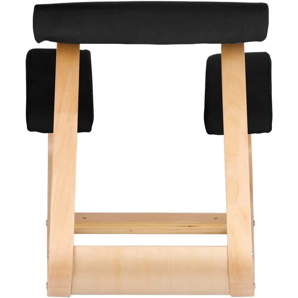 010727657917 - Natural Wood Kneeling Chair for Improved Posture, 330lbs Capacity