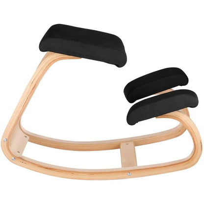 010727657917 - Natural Wood Kneeling Chair for Improved Posture, 330lbs Capacity